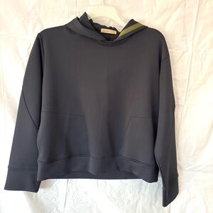 Garbe Luxe Crop sweatshirt hoodie Black SZ L NWOT